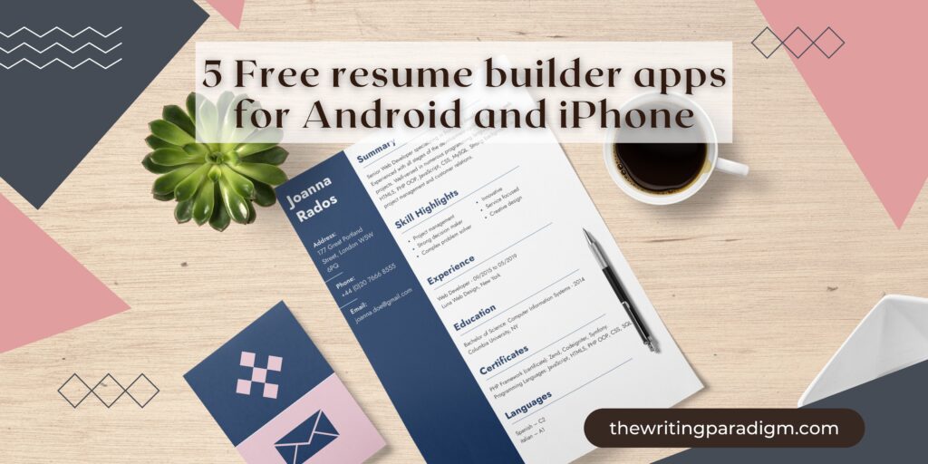 Free resume builder apps for Android and iPhone
