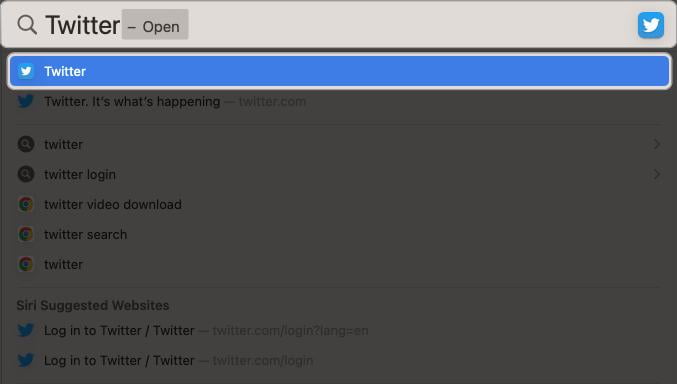 Open Spotlight (cmd (⌘) + Space bar) and launch Twitter (X)